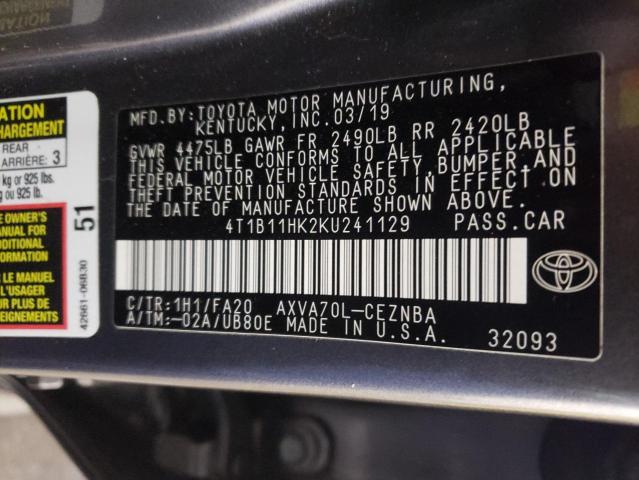 Photo 9 VIN: 4T1B11HK2KU241129 - TOYOTA CAMRY L 