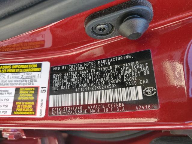 Photo 11 VIN: 4T1B11HK2KU248503 - TOYOTA CAMRY L 