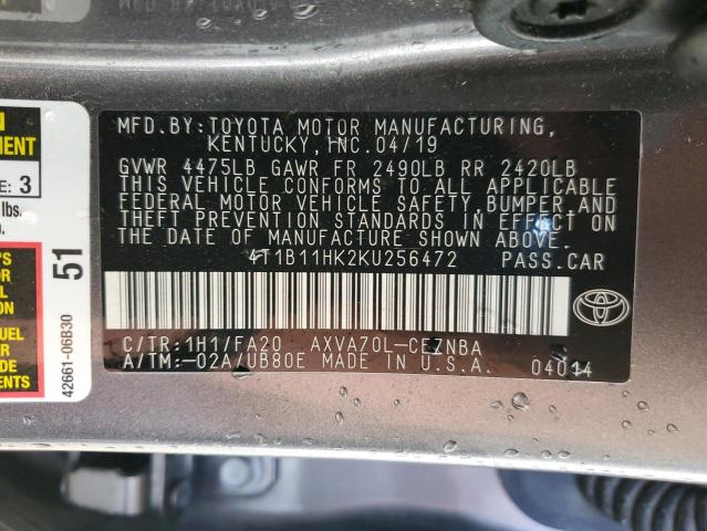 Photo 11 VIN: 4T1B11HK2KU256472 - TOYOTA CAMRY 