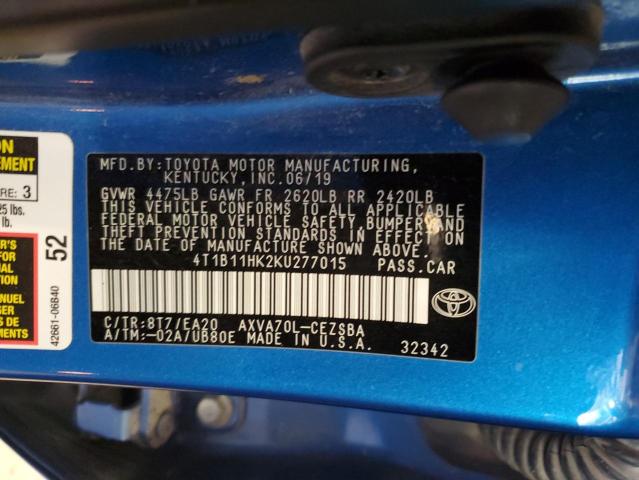 Photo 11 VIN: 4T1B11HK2KU277015 - TOYOTA CAMRY L 