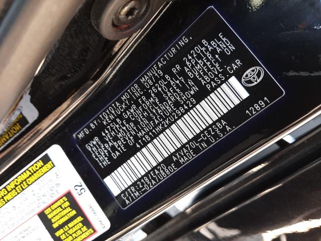 Photo 9 VIN: 4T1B11HK2KU298429 - TOYOTA CAMRY L 