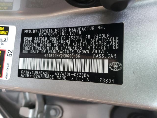 Photo 9 VIN: 4T1B11HK2KU698166 - TOYOTA CAMRY L 