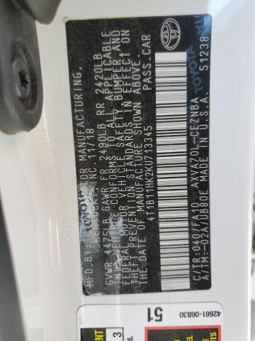 Photo 9 VIN: 4T1B11HK2KU713345 - TOYOTA CAMRY L 