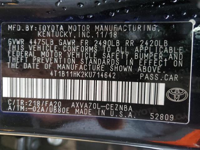 Photo 12 VIN: 4T1B11HK2KU714642 - TOYOTA CAMRY LE A 