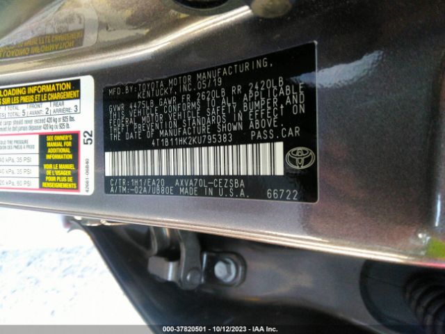 Photo 8 VIN: 4T1B11HK2KU795383 - TOYOTA CAMRY 