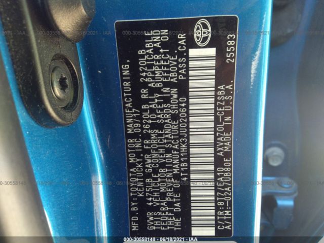 Photo 8 VIN: 4T1B11HK3JU020640 - TOYOTA CAMRY 