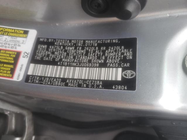 Photo 9 VIN: 4T1B11HK3JU069398 - TOYOTA CAMRY L 