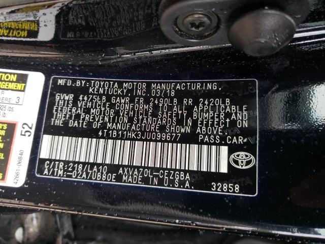 Photo 9 VIN: 4T1B11HK3JU099677 - TOYOTA CAMRY L 