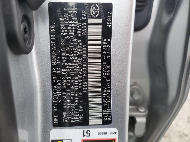 Photo 11 VIN: 4T1B11HK3JU110001 - TOYOTA CAMRY L 