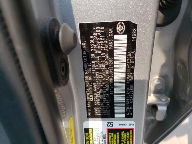 Photo 9 VIN: 4T1B11HK3JU121208 - TOYOTA CAMRY L 