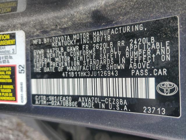 Photo 12 VIN: 4T1B11HK3JU126943 - TOYOTA CAMRY L 