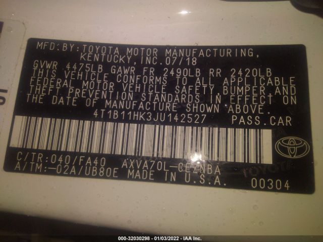 Photo 8 VIN: 4T1B11HK3JU142527 - TOYOTA CAMRY 