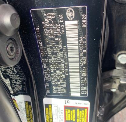 Photo 9 VIN: 4T1B11HK3JU562854 - TOYOTA CAMRY L 