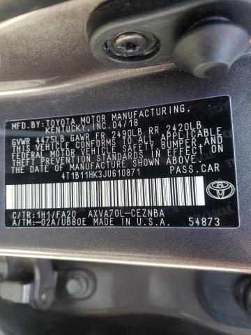 Photo 9 VIN: 4T1B11HK3JU610871 - TOYOTA CAMRY L 