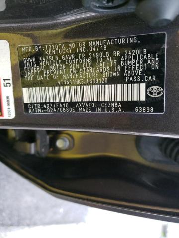 Photo 9 VIN: 4T1B11HK3JU619120 - TOYOTA CAMRY L 