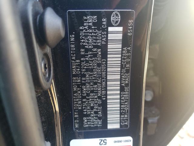 Photo 9 VIN: 4T1B11HK3JU620543 - TOYOTA CAMRY L 