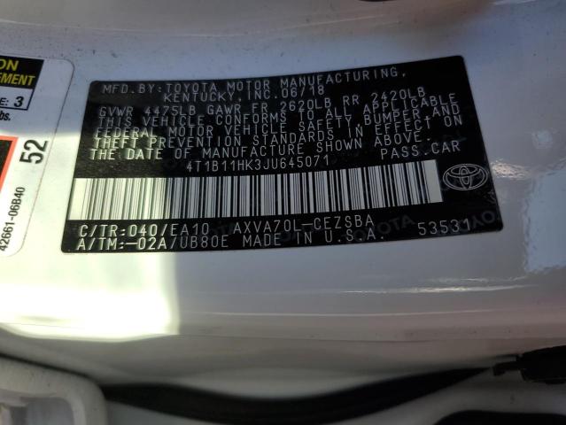 Photo 12 VIN: 4T1B11HK3JU645071 - TOYOTA CAMRY L 