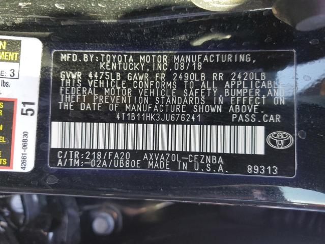 Photo 11 VIN: 4T1B11HK3JU676241 - TOYOTA CAMRY L 