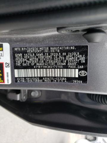 Photo 9 VIN: 4T1B11HK3KU170166 - TOYOTA CAMRY L 