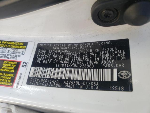 Photo 11 VIN: 4T1B11HK3KU226963 - TOYOTA CAMRY L 