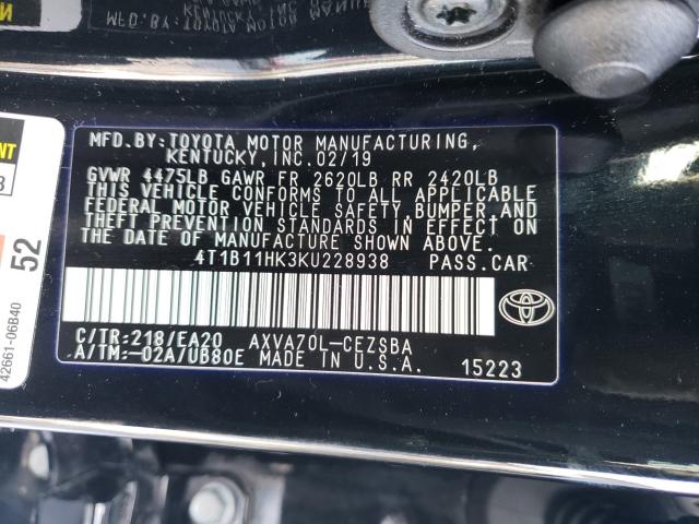 Photo 9 VIN: 4T1B11HK3KU228938 - TOYOTA CAMRY 