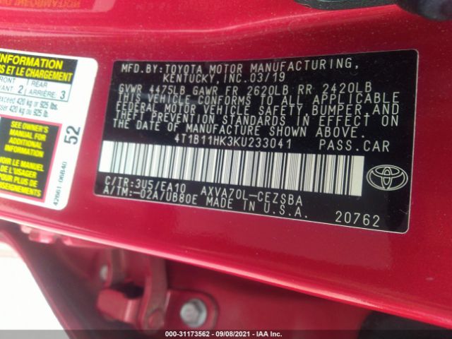 Photo 8 VIN: 4T1B11HK3KU233041 - TOYOTA CAMRY 