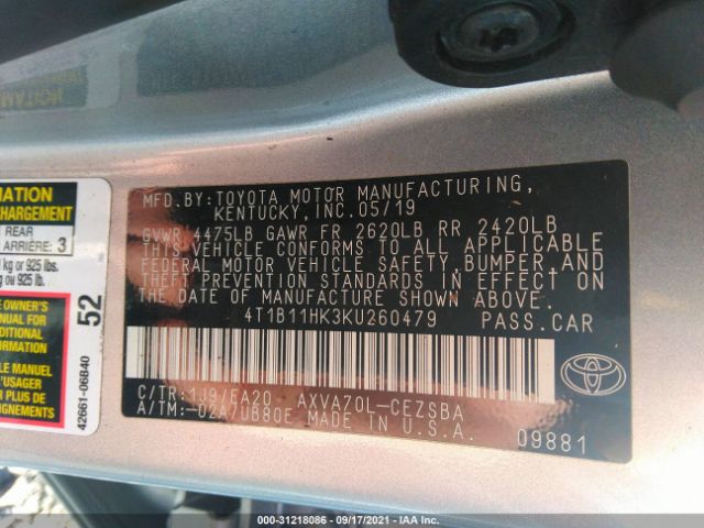 Photo 8 VIN: 4T1B11HK3KU260479 - TOYOTA CAMRY 