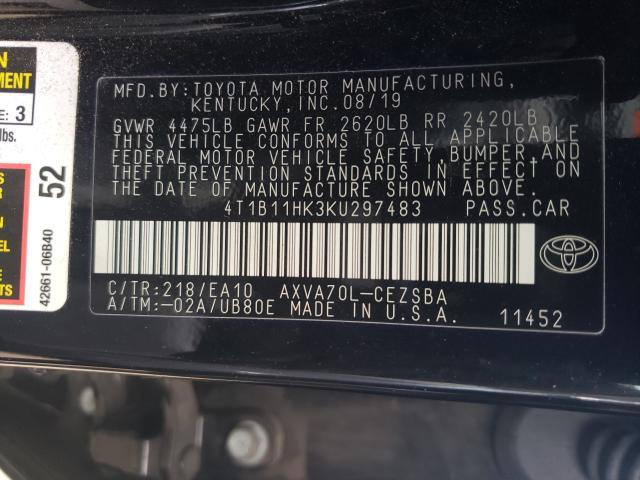 Photo 9 VIN: 4T1B11HK3KU297483 - TOYOTA CAMRY 