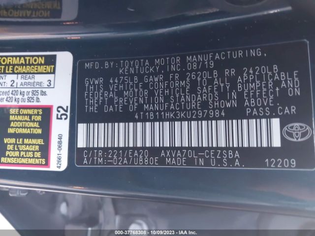 Photo 8 VIN: 4T1B11HK3KU297984 - TOYOTA CAMRY 