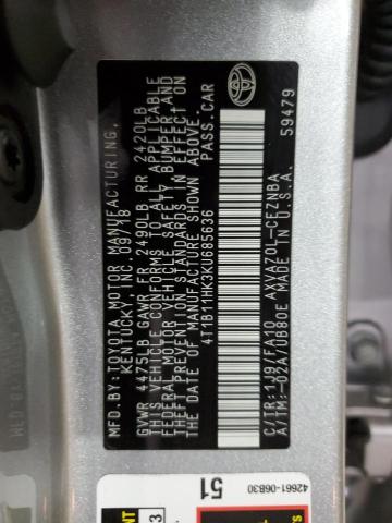 Photo 11 VIN: 4T1B11HK3KU685636 - TOYOTA CAMRY L 