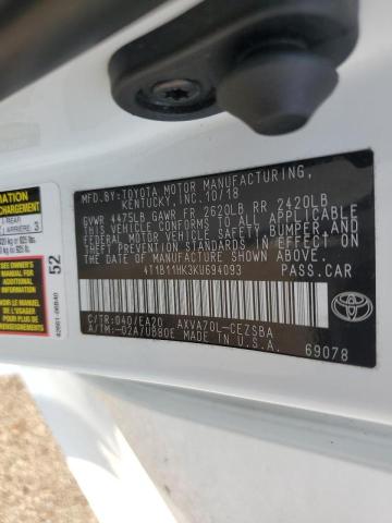 Photo 9 VIN: 4T1B11HK3KU694093 - TOYOTA CAMRY L 