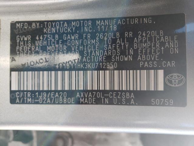 Photo 11 VIN: 4T1B11HK3KU712950 - TOYOTA CAMRY L 