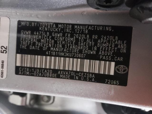 Photo 12 VIN: 4T1B11HK3KU730607 - TOYOTA CAMRY L 