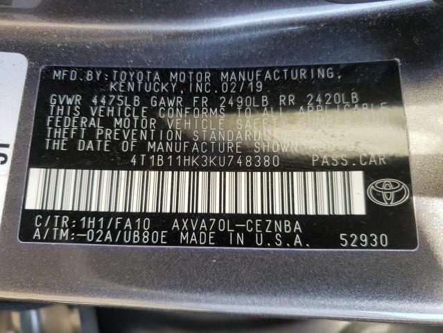 Photo 11 VIN: 4T1B11HK3KU748380 - TOYOTA CAMRY L 