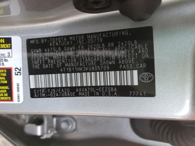 Photo 9 VIN: 4T1B11HK3KU805709 - TOYOTA CAMRY L 