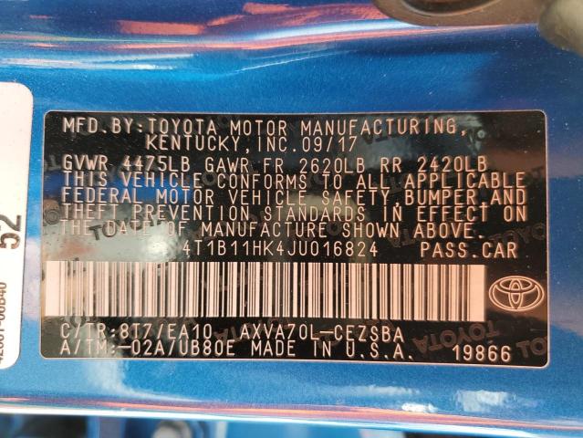 Photo 11 VIN: 4T1B11HK4JU016824 - TOYOTA CAMRY 