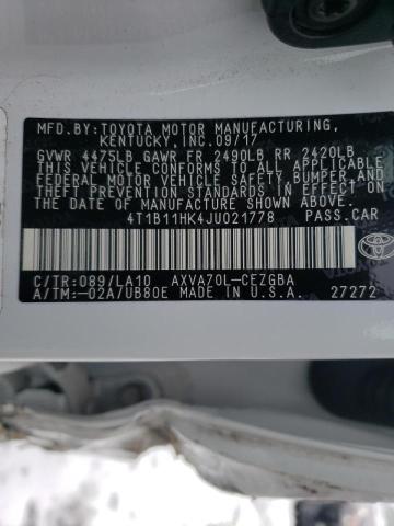 Photo 9 VIN: 4T1B11HK4JU021778 - TOYOTA CAMRY L 