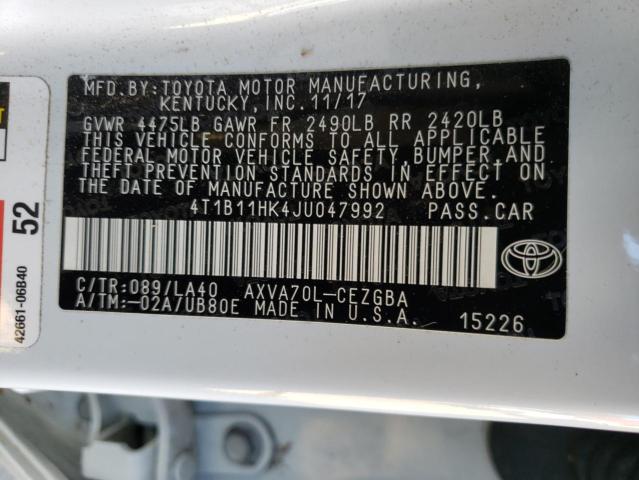 Photo 9 VIN: 4T1B11HK4JU047992 - TOYOTA CAMRY L 