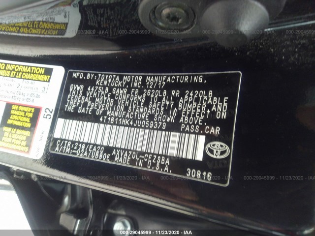 Photo 8 VIN: 4T1B11HK4JU059379 - TOYOTA CAMRY 