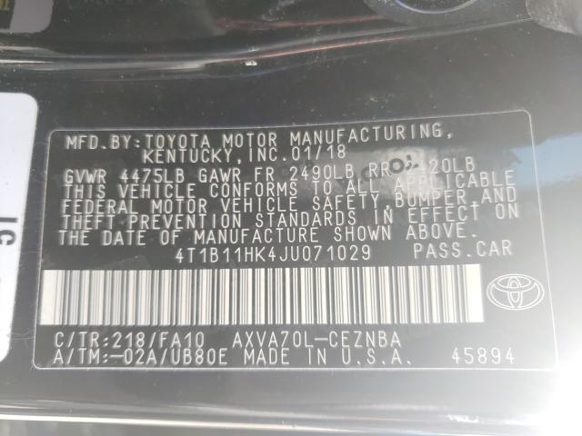 Photo 9 VIN: 4T1B11HK4JU071029 - TOYOTA CAMRY L 