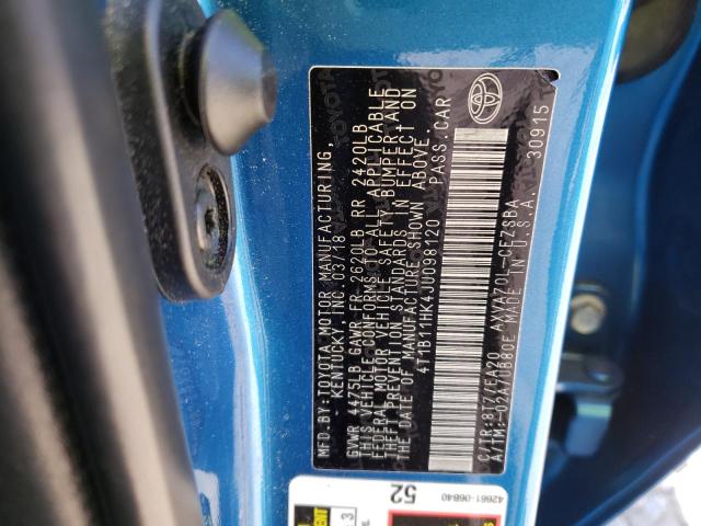 Photo 9 VIN: 4T1B11HK4JU098120 - TOYOTA CAMRY L 