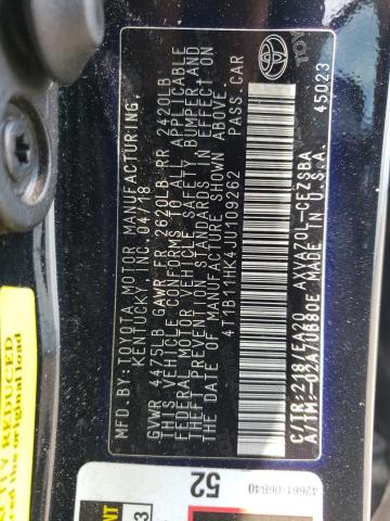 Photo 11 VIN: 4T1B11HK4JU109262 - TOYOTA CAMRY L 