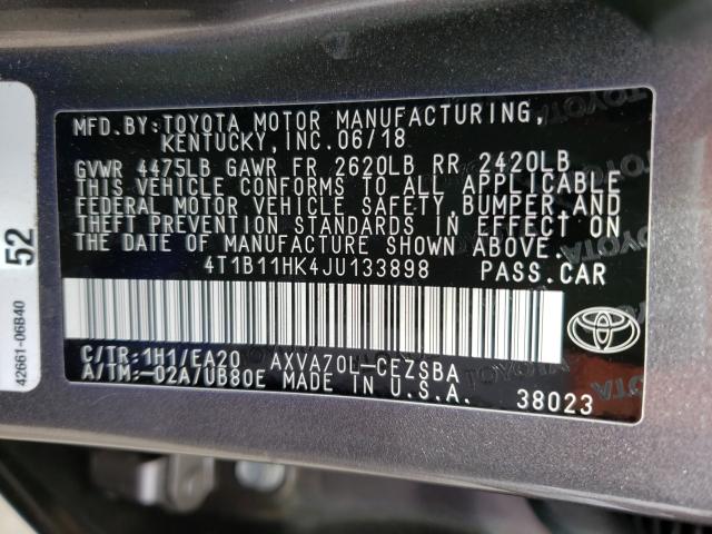 Photo 9 VIN: 4T1B11HK4JU133898 - TOYOTA CAMRY L 