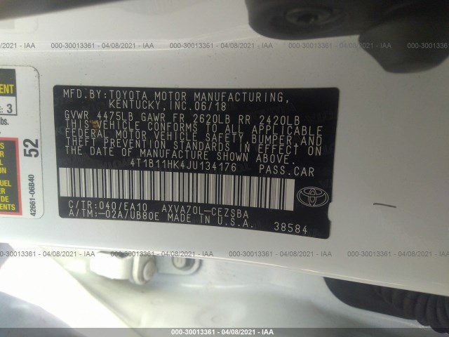 Photo 8 VIN: 4T1B11HK4JU134176 - TOYOTA CAMRY 