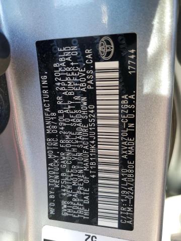 Photo 9 VIN: 4T1B11HK4JU155240 - TOYOTA CAMRY L 