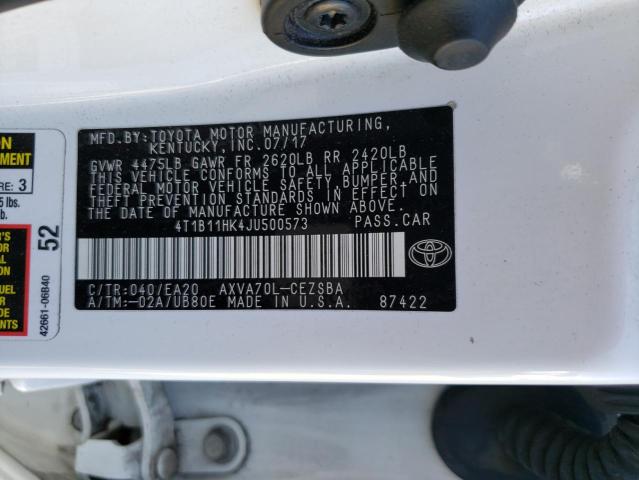 Photo 11 VIN: 4T1B11HK4JU500573 - TOYOTA CAMRY L 