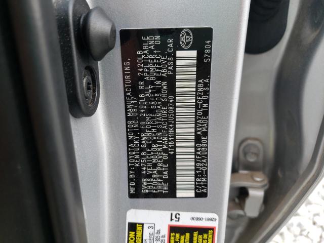 Photo 11 VIN: 4T1B11HK4JU508740 - TOYOTA CAMRY L 