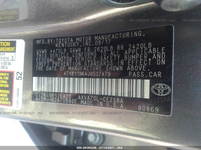 Photo 8 VIN: 4T1B11HK4JU527479 - TOYOTA CAMRY 