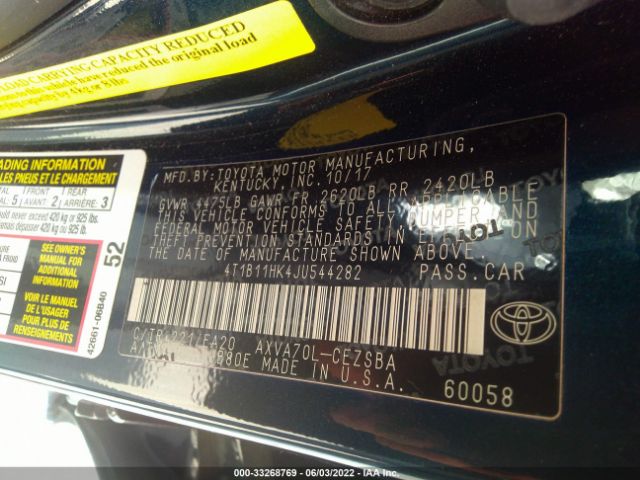 Photo 8 VIN: 4T1B11HK4JU544282 - TOYOTA CAMRY 