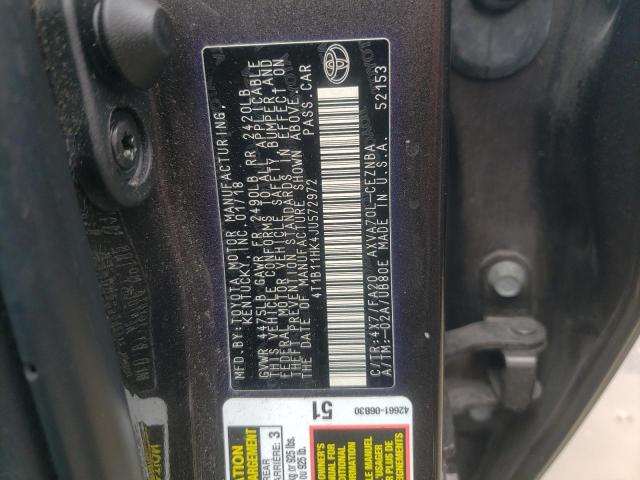 Photo 12 VIN: 4T1B11HK4JU572972 - TOYOTA CAMRY 